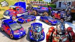 GTA 5 - Stealing TRANSFORMERS "OPTIMUS PRIME" Cars with Franklin! in GTA V