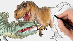 How to Draw Giganotosaurus vs T-Rex