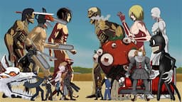 Chainsawman Devil, Denji, Power, Makima, vs Eren Titan, Cartoon Cat, Siren head, Jeff, Jason -DC2