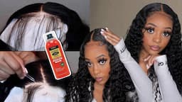 4x4 CLOSURE WIG INSTALL USING EBIN LACE BOND SPRAY | BANGJAZZ HAIR