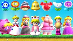 Super Mario Bros Wonder + Mario 3D World - All Princess Peach Power-Up Transformations