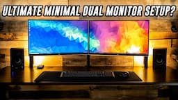 ULTIMATE DUAL MONITOR Minimalistic Home Office Desk SETUP?! - VIVO Dual Monitor Stand Review