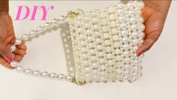 how to make simple pearl beaded bag/DIY bead bag/bead bag making tutorial/how do you make a bead bag