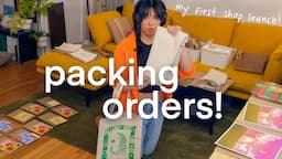 packing orders for my first shop launch! 📦 art studio vlog