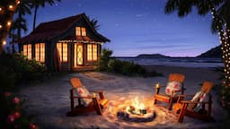 Campfire on the Beach Ambience with Crackling Fire & Ocean Waves for Relaxation & Sleep