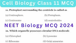 Cell Biology MCQ | Biology MCQ 2024 | NEET 2024 MCQ | Class 11 Biology