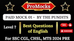 ProMocks Mock 1 - Best Ques of English #promocks #ssc #ssccgl