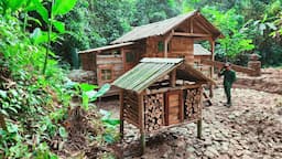 Build a house and build a firewood warehouse alone in the forest