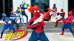 PRO 4 Red Spider-Man VS PRO 4 Blue Spider-Man ||  Superhero Story - NERF Was Like Video Games!