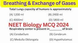 Mastering Breathing and Gas Exchange MCQ | Class 11 | NEET Biology MCQs 2024 | Biology MCQ