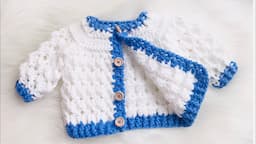 DIY super cute chunky marshmallow stitch baby cardigan pattern EASY CROCHET TUTORIALS LEFT HANDED