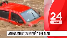 Anegamientos en Viña del Mar: camioneta quedó atrapada por lluvia | 24 Horas TVN Chile