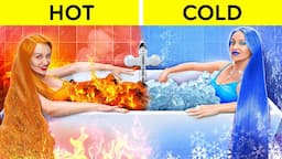 HOT VS COLD GIRLS 💙 Food Challenge In Jail ❤️ Fire vs Icy Girl by 123 GO!