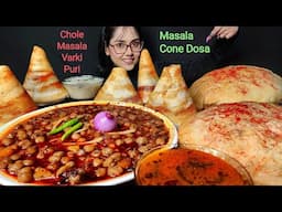 Eating Chole, Poori, Dosa, Sambar | Big Bites | Asmr Eating | Mukbang | Street Food | South Indian