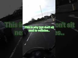 Motorcycle safety tip. Don't sit next to vehicles. (IMPORTANT, read description! Video short zoomed)