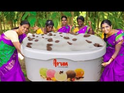 BIG VENNILA ICE CREAM RECIPE | Homemade ice cream making | Village Style