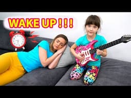 Ksysha Late for School and Wake up Mom songs for kids | Pretend Play Musical Instruments for kids