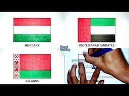 Drawing the Flag of Hungary, United Arab Emirates, Belarus, Israel