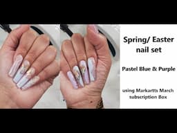 SPRING / EASTER NAIL SET - PASTEL BLUE/ PURPLE - BUTTERFLIES (Makartts March subscription box)