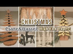 CHRISTMAS HIGH END DUPES INSPIRED BY CRATE&BARREL!~Wood Christmas Tree DIYS~Modern Reindeer Decor