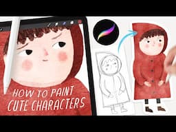 How to paint storybook characters in Procreate // EASY Procreate watercolor tutorial for beginners