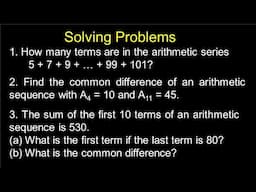 SOLVING PROBLEMS INVOLVING ARITHMETIC SEQUENCE