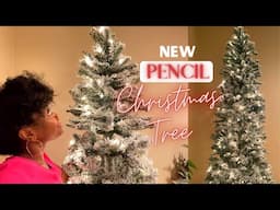 NEW 7ft FLOCKED PENCIL CHRISTMAS TREE UNBOXING