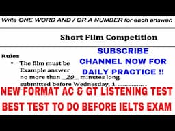 || SHORT FILM COMPETITION IELTS LISTENING TEST || ONE WORD BLANKS/M.C.Q || BEST TEST FOR EXAM TAKERS