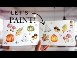 Watercolor Autumn Sketchbook Spread | Easy Tutorial | Paint with me!