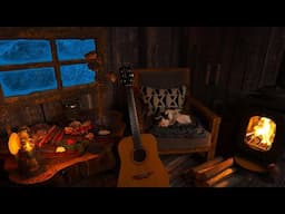 Frosty Mountain Wind and Fireplace for Sleep - Cozy Winter Ambience