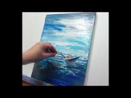 Quick palette knife demo of a small seascape painting on canvas, by Tatiana Iliina.