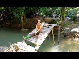 Full Video : How to build a bridge without pillars, built by hand, free electricity from water