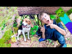 Building Minecraft ZOMBIE Dog House In The Woods