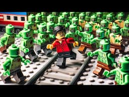 Chaos at the LEGO Train Station! Zombies on the Loose!