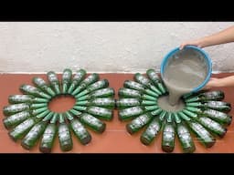 Amazing Idea   Recycled Glasses Bottle   Make Coffee Table And Flower Pots   Very Beautiful  Easy