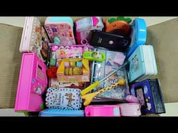 box full of cute stationery items, unicorn pencil box, deluxe art kit, eraser, sharpener, 3d pencil