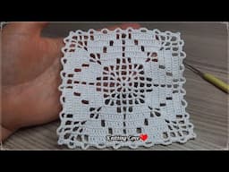 Super Easy Flower Lace Square Crochet | Beginner-Friendly Knitting Tutorial (Tığ İşi Örgü)