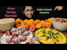 Eating Kheer, Rasmalai , Sandesh, Rasabali | Indian Desserts | Big Bites | Mukbang | Asmr Eating