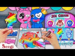 How To Make The Best ICE CREAM for RAINBOW FRIENDS x SPRUNKI - Stop Motion Paper DIY