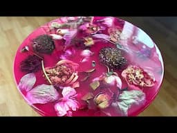 Resin Art Lesson! Amazing Wine TABLE made from FLOWERS and Epoxy Resin.