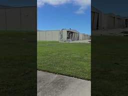 Sarasota SRQ Airport, the airplane  hangers destroyed  on the east side from Hurricane  Milton