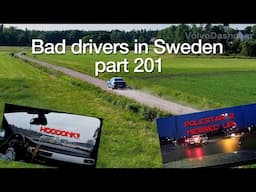 Bad Drivers in Sweden #201 Aggressive Polestar driver hits the curb!