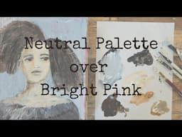 Mixed Media Art: Quick Portrait with Pop Of Pink