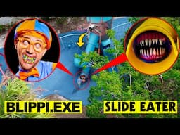 DRONE CATCHES SLIDE EATER EATING BLIPPI EXE IN REAL LIFE!