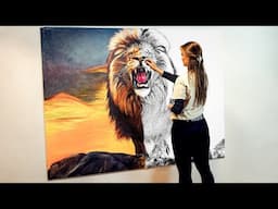 Lion Painting Timelapse - Hyperrealism Acrylic Painting