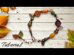 DIY Beaded Autumn Bracelet Tutorial with Floral & Leaf Accents