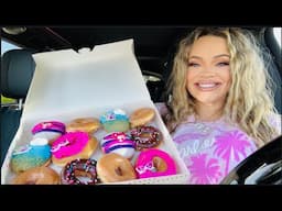 Trying NEW Krispy Kreme X Barbie Donuts!