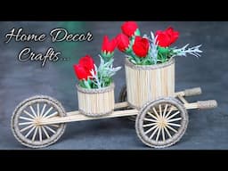 Cycle flower vase idea with jute | Jute flower pot | Homedecor crafts with jute and bamboo sticks