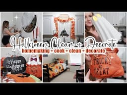 🎃 HALLOWEEN CLEAN + DECORATE // homemaking + cook + clean + easy treat idea