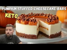 This Pumpkin Stuffed Keto Cheesecake Bar is insanely delicious! Must Try Recipe